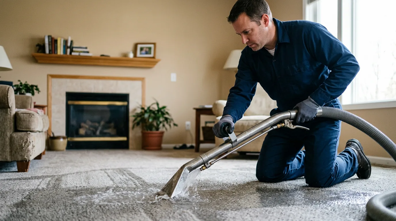 Water damage restoration technician working near Island, KY